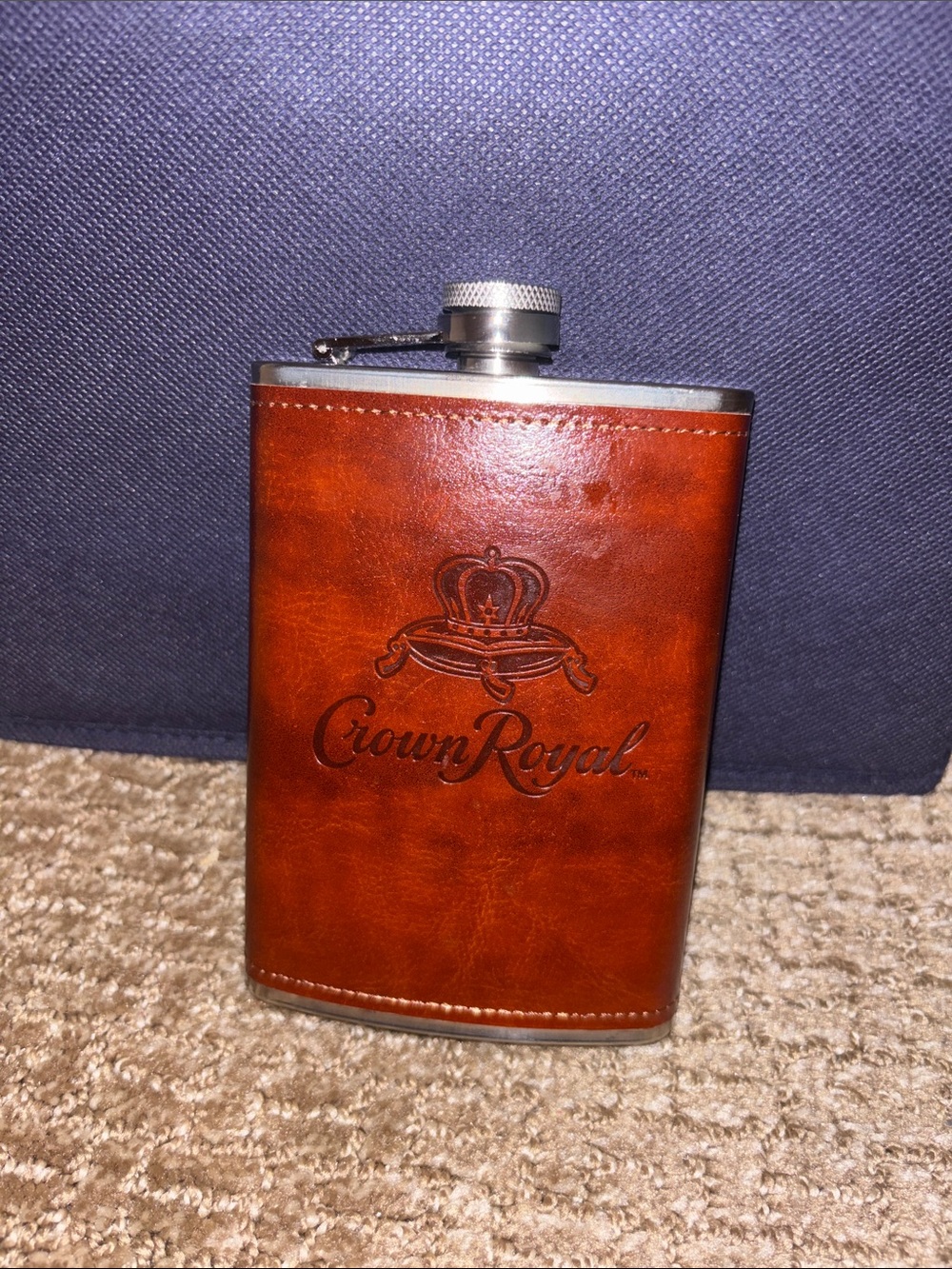 Crown Royal Limited Edition 8 oz Stainless Steel Signature Flask Brown